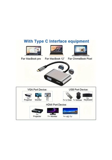 Xuweiwei 4k Hdtv Vga Pd Sarj Ve Ssd Yuvasi 4ü 1 Arada Usb C Hub Adaptörü Nintendo Switch Macbook