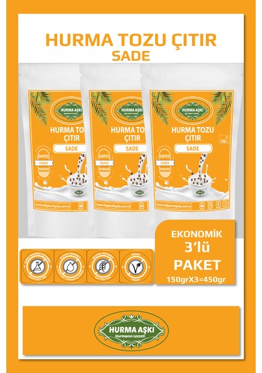 Hurma Aşkı Hurma Tozu Çıtır Sade 150grx3 450gr