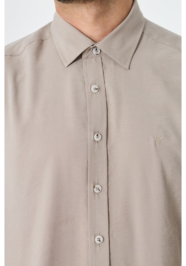 White Stone Krem Rengi Dynamic Fit Uzun Kollu Erkek Gömlek