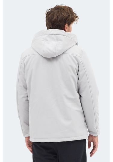 Slazenger Gleam Erkek Kapüşonlu Taş Gri Mont & Kaban Taş Gri
