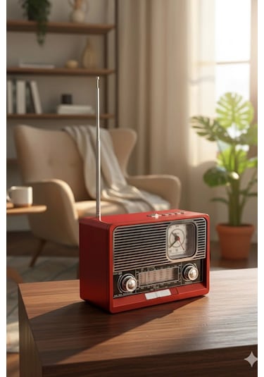 Blackbird Kırmızı Ktf-1647 Nostaljik Ahşap Görünümlü Fm Radyo Usb/tf Kart Mp3 El Feneri