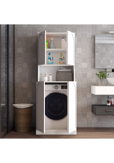 Lyon Çamaşır Makinesi Dolabı V101 - Beyaz Beyaz