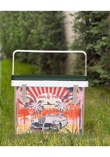 Buzluk Termos Set-20 Lt Kumaş Buzluk Termos 1029 Cooler Box +2 Adet K-250 Buz Aküsü Kırmızı - Pembe