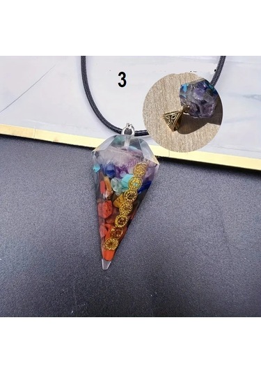 7 Taşlı Çakra Kolye Ruhsal Enerji Dengeleyici, Doğal Taşlardan Çok REnkli