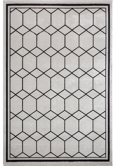 Bahariye Halı Deep Koleksiyonu 6084 Bej Siyah 15x230 Ölçü Renkli