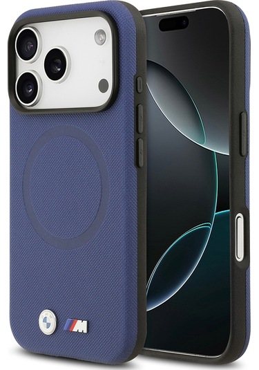 İphone 17 Pro Max Uyumlu Kılıf Bmw Lisanslı M-safeli Metal Logo Delikli M Dizayn Deri Kapak Lacivert Lacivert