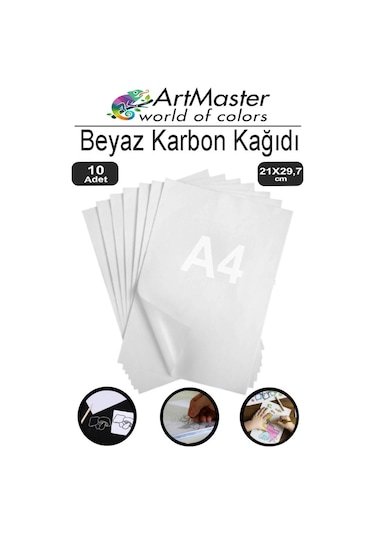 Karbon Kağıdı A4 Beyaz 10 Adet 21x29,7 Cm Transfer Kağıdı Kopya Kağıdı Renkli Karbon Kağıdı Ahşap Seramik Metal Cam
