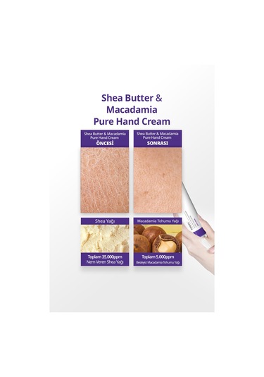 Yoğun Nem Veren Besleyici El Kremi Kundal Shea Butter & Macadamia Pure Hand Cream 50ml White Musk