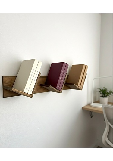 Doğal Ahşap Kitaplık, Dekoratif Tasarım Ahşap Vintage Kitaplık Koyu Meşe