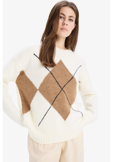 DeFacto Oversize Geniş Kalıp Baklava Dilimli Bisiklet Yaka Triko Kazak F1233AX25SPBN6 Kahve DeFacto Oversize Geniş Kalıp Baklava Dilimli Bisiklet Yaka Triko Kazak F1233AX25SPBN6 Kahve