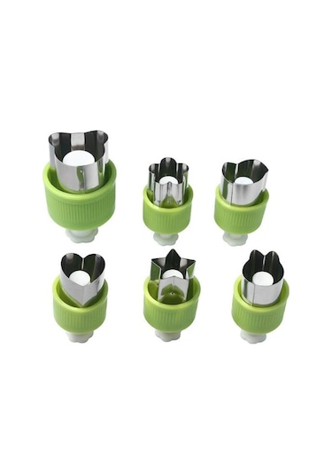 Yeşil 6 Adet Sebze Kesici Şekiller Seti Paslanmaz Çelik Pres Tipi Mini Kurabiye Kesici Çerez Pasta Damga Kalıp Kesiciler 56988870