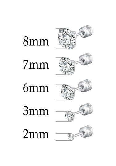 Flybuy Zirkon White-1 Vida Titanyum Size Renk Paslanmaz Pair Mm Küpe Kristal Kore Kadınlar Için Cz Color Cm-gümüş Çelik 8 4 1.50 Ve Gümüş