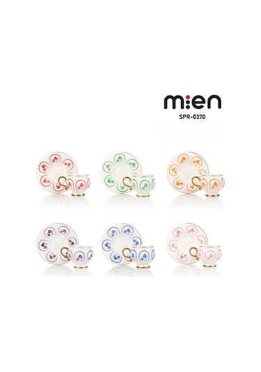 Mien 6 Lı Kabartmalı Porselen Türk Kahve Fincan Takımı 90 Ml Beyaz