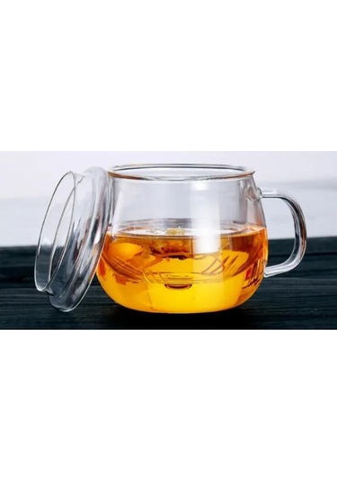 Neevoyu Çay Demleme Fincanı, 300 Ml, Cam, Çıkarılabilir Filtre, Kapağıyla, Ev Ve Ofis Kullanıma Uygun Şeffaf