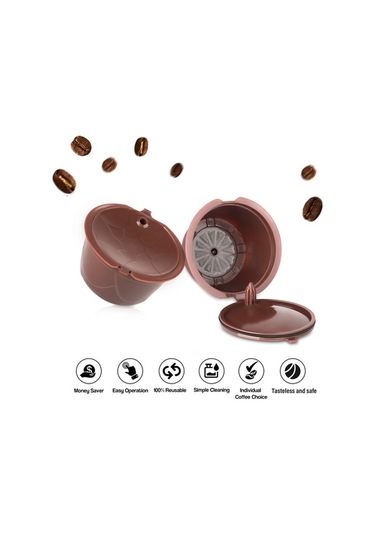 Fastbuy 3 Adet Dolce Gusto Uyumlu Paslanmaz Çelik Kahve Kapsülü - Yeniden Kullanılabilir Kahverengi Diğer Diğer