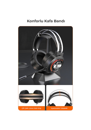 Lecoo HT401 Kablolu USB 2.0 RGB Mikrofonlu Kulak Üstü Gaming Kulaklık
