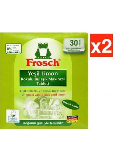 Frosch Yeşil Limonlu Bulaşık Deterjanı Tablet 2 x 30'lu