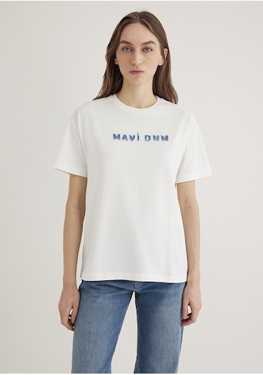 Mavi - Mavi Baskılı Ekru Tişört 1613146-70057 Ekru