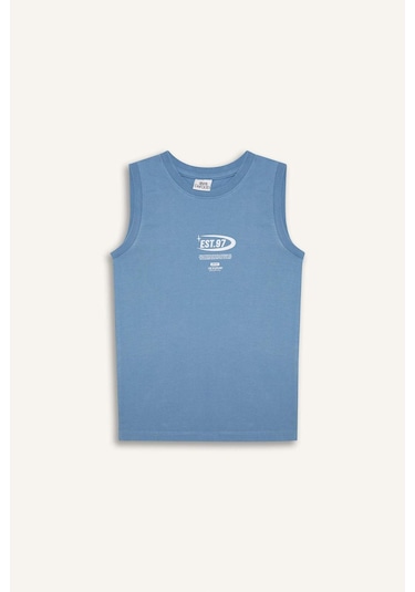 Defacto Erkek Çocuk Bisiklet Yaka Baskılı Atlet E0192a825hsbe251 Mavi