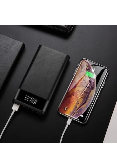 Boatshop1 Siyah Ka4 15000mah Taşınabilir Güç Bankası 4x18650 Pil Depolama Kutusu Çift Usb Çıkışı Pvc Malzeme İphone Xiaomi Cihazlar İçin