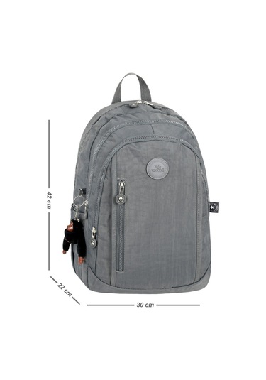Lüx Krinkıl Kumaş Lise Ve Ortaokul Sırt Çantası, Krinkıl Okul Çantası Gri