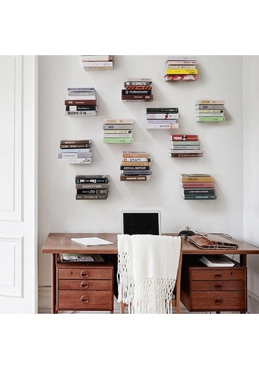 Görünmez Dekoratif Duvar Kitaplığı Metal Dayanıklı Kitaplık 2 Ad