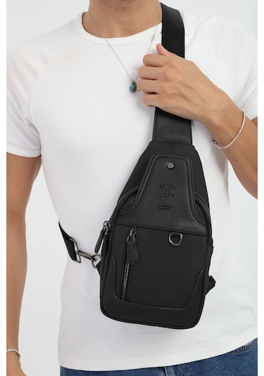 Kanvas Koyu Siyah Çanta Erkek Omuz Çantası Erkek Çapraz Çanta Siyah - Siyah