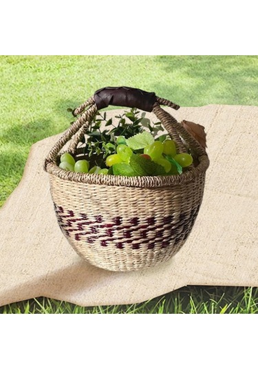 Homyl El Dokuması Piknik Sepeti Açık Seyahat Pazarı Için Kahverengi