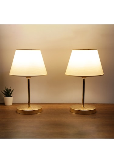 Homing Lara Gold Gövdeli 2'li Abajur Seti Krem