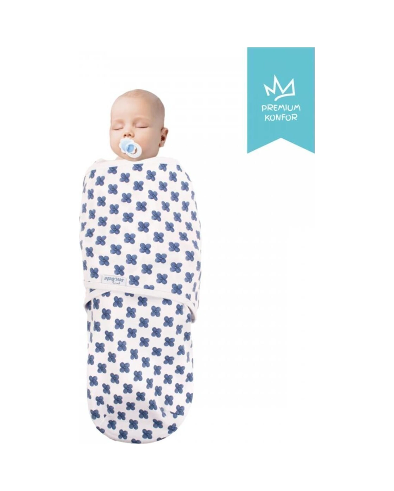 İnterlok Bebe Kundağı 118 Mavi Çiçek