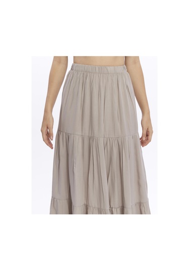 Nora Uzun Etek-3228 Vizon