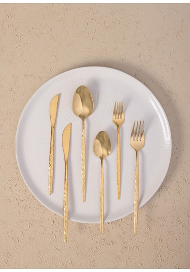 The Mia Shiny Çatal Kaşık Bıçak Takımı Gold 24 Parça Gold