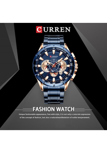 Curren 8363 Erkekler İçin Kuvars Kol Saati Paslanmaz Çelik Kayışlı Üç Alt Göstergeli İkinci Dakika Mikro Saniye Kronograf Tarih Takvim Göstergesi Su Geçirmez Işıklı İskeletli Aksesuarlar Çok Renkli