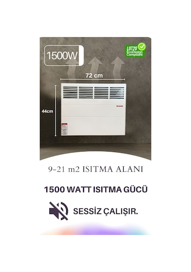 1500 Watt Elektrikli Panel Konvektör Isıtıcı Manuel Termostat Soba Ayaklar,askı Aparatı Dahil