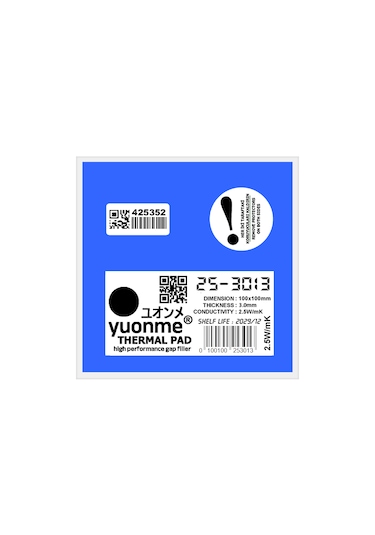 Yuonme Termal Ped / Thermal Pad 3.0mm 2.5w/mk 100x100mm 25-3013