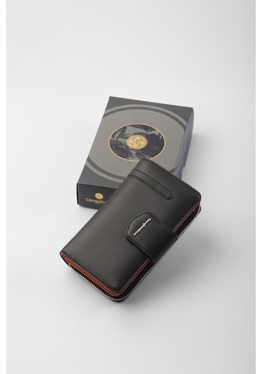Cengiz Pakel Kadın Orta Boy Cüzdan 65256M Siyah-Kiremit-Siyah