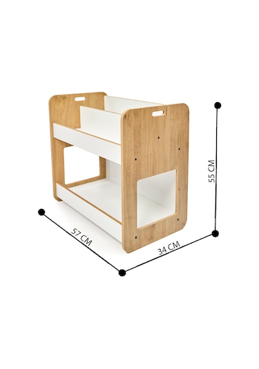 Minera Kumru Ahşapa 0-4 Yaş Çok Amaçlı Montessori Kitaplık Ahşap