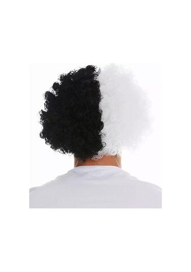 Siyah Beyaz Kıvırcık Afro Bonus Peruk Taraftar Bonus Saç
