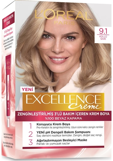 L'Oréal Paris Excellence Creme Saç Boyası - 9.1 Küllü Sarı
