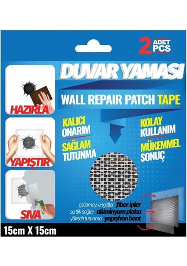 Duvar Yaması Tesisat Ve Soba Borusu Delikleri İçin Kalıcı Onarım 15cmx15cm-2adet