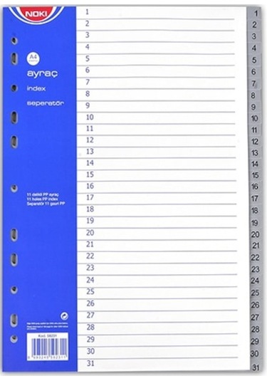 Noki 59231 Seperatör Ayraç 1-31 Rakam 6 Adet