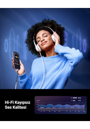 Ugreen Mfi Sertifikalı Lightning To 3.5mm Aux Dönüştürücü Adaptör, Siyah, 30756