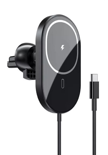 15w Mıknatıslı Takılabilen Hızlı Şarj Tüm Cihaz Ve Araçlara Uyumlu Araç İçi Şarj Cihazı ' Siyah