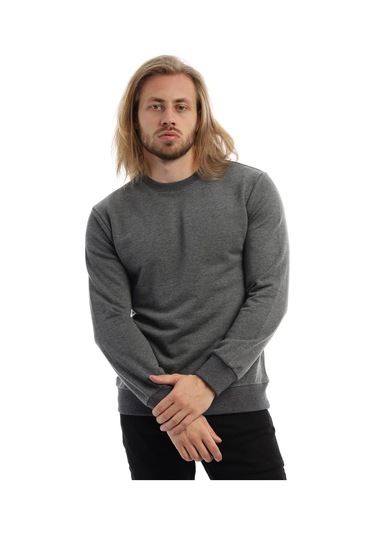 Erkek Bisiklet Yaka 3 İplik Sweat Antrasit