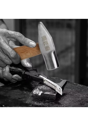 Pazly Mytec Gümüşçü Çekiç - Yuvarlak Kafa, Kısa Sap, El Yapımı Ördek Gagası Çekiç