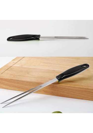 Sones Açık Hava Paslanmaz Çelik Barbekü Çatalı Gıda Pp Saplı Et Spork Siyah