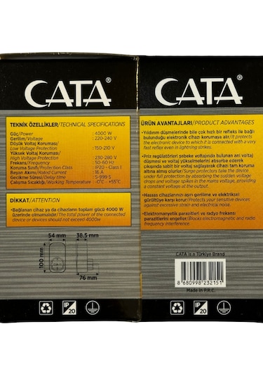 Cata Ct-9187 4000w Akım Korumalı Led Göstergeli Priz 4 Adet
