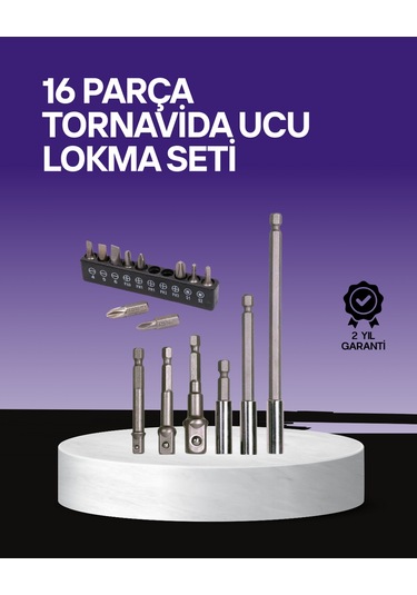 Flzdgnkr Çok Amaçlı 16lı Bits Uç Seti Dalı Tornavida Adaptör
