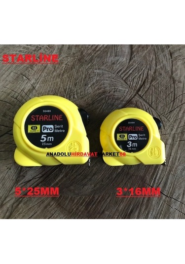 Starline Çelik Şerit Metre 5 Metre 25 MM 3 Metre Ölçüm Metresi