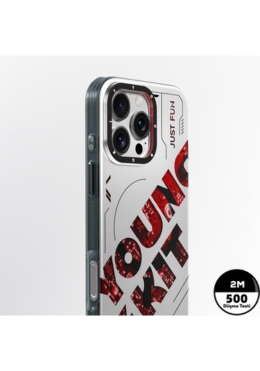 İphone Uyumlu 16 Pro Max Kılıf Magsafe Şarj Özellikli Airbagli Çift Katmanlı Youngkit Future Serisi Kırmızı